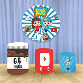 Aperturee Blue And White Stripes Round Birthday Backdrop Kit